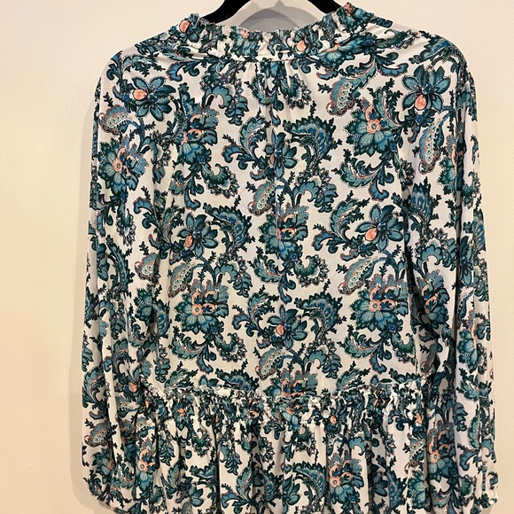 LOFT Teal and White Floral Blouse - Picture 6 of 6
